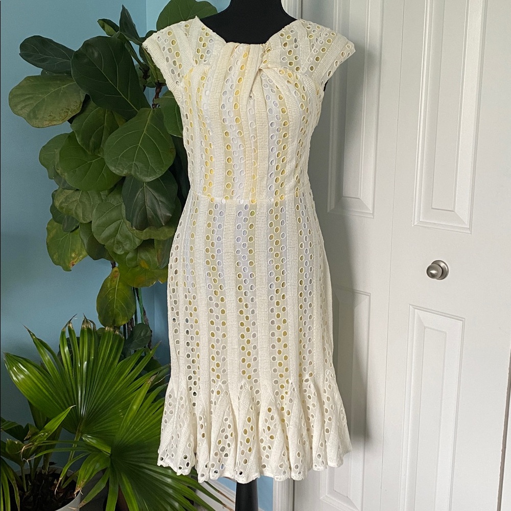 Rare Anthropologie Eva Franco Size 2 Yellow and White Stripe Dress Seen on Glee